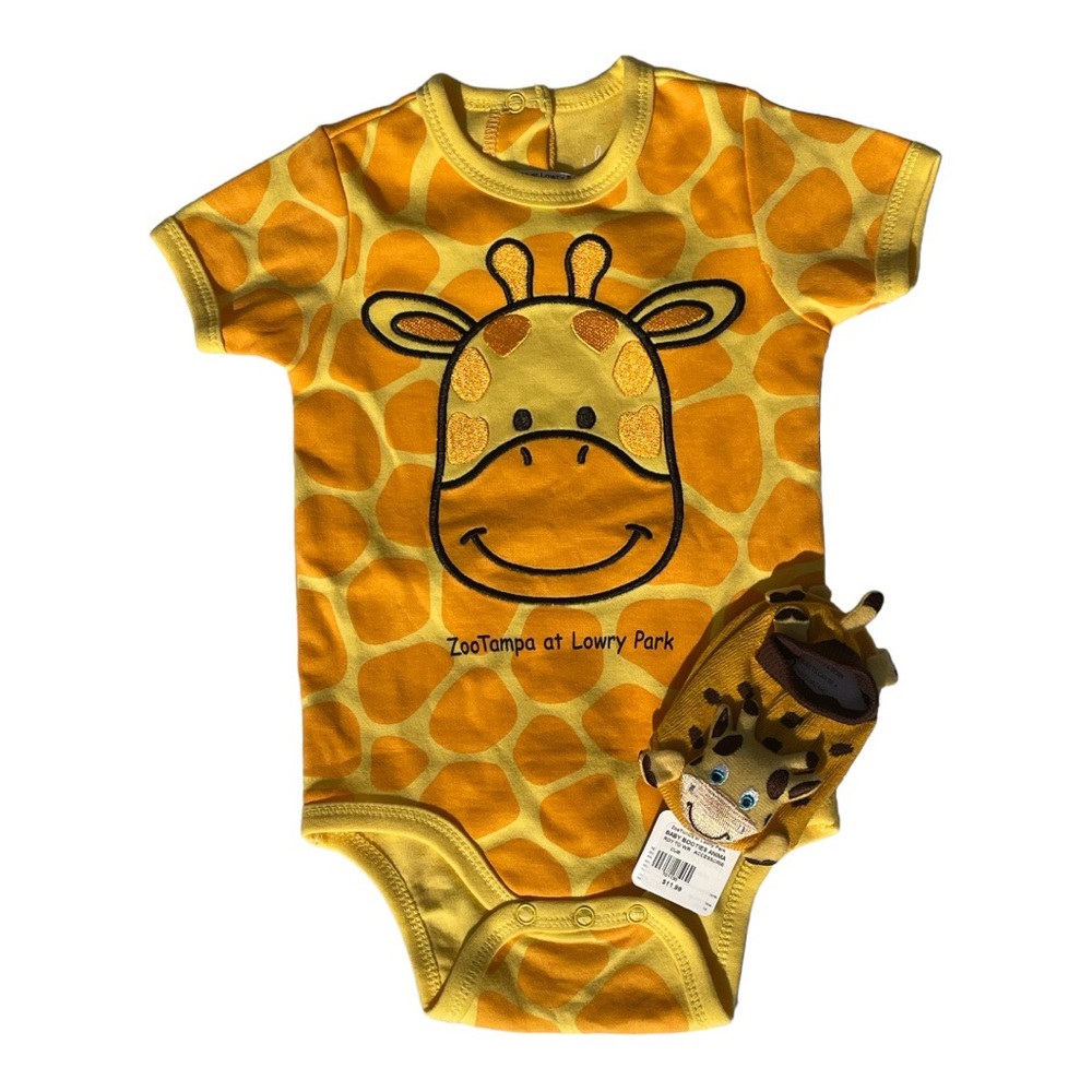 Julie+Joe Giraffe Onesie & Booties from ZooTampa at Lowry Park Size 18months NWT